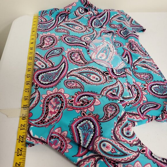 Lands End Womens Artsy Paisley Rash Guard Top Size XL Blue Summer Beach Swim - Picture 6 of 9